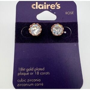 Claire's‎ 18kt Rose Gold Plated Cubic Zirconia Heart Filigree Stud Earrings